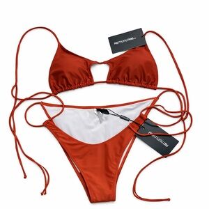 PrettyLittleThing Rust Orange Bikini Set, top & bottom are not the same shade